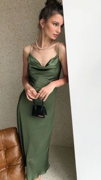 Шелковое платье комбинация миди «Silk»