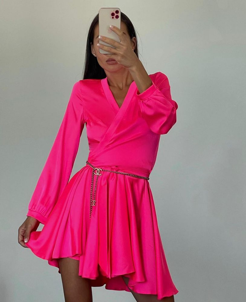 Розовое платье мини "Шисайда"