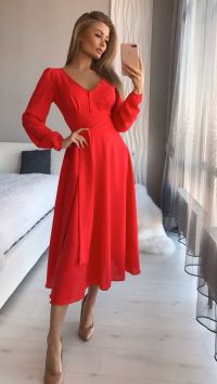 Красное платье миди «Мадлен»