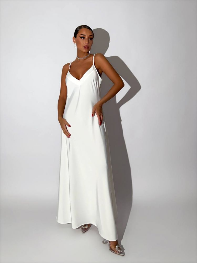 Шелковое белое платье-комбинация