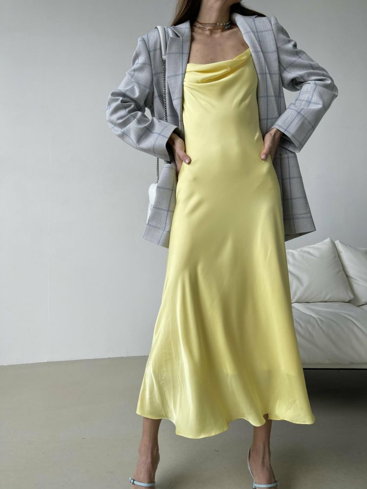 Лимонное шелковое платье комбинация «Silk»