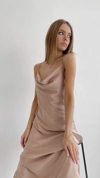 Бежевое платье-комбинация «Silk»