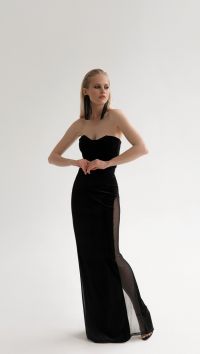 Вечернее черное платье в пол «Suresnes»