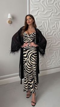 Шелковое платье-комбинация зебра