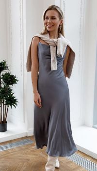 Серое шелковое платье-комбинация «Silk»