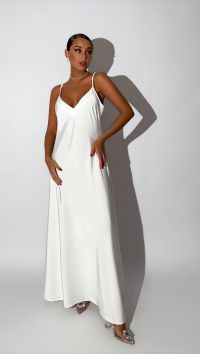 Шелковое белое платье-комбинация
