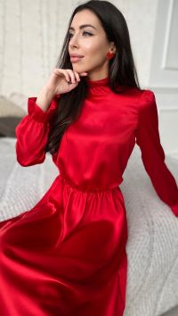 Красное вечернее платье миди «Амели»