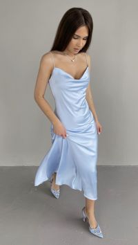 Голубое платье-комбинация «Silk»