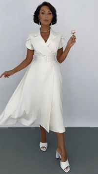 Белое двуботное платье миди