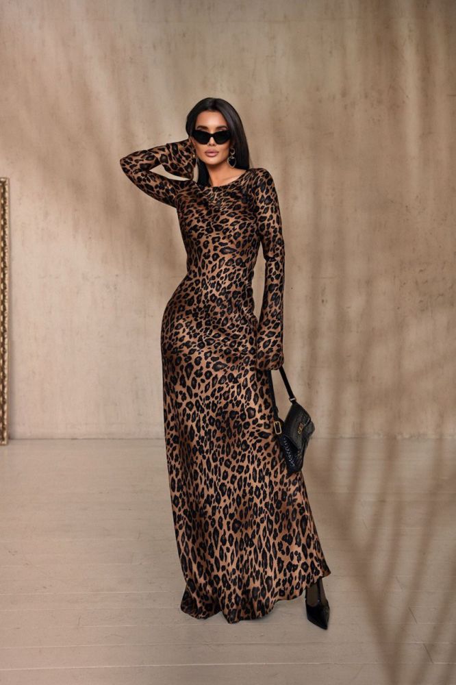 Леопардовое шелковое платье