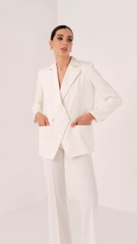 Белый брючный костюм с разрезом на спине «Trieste»