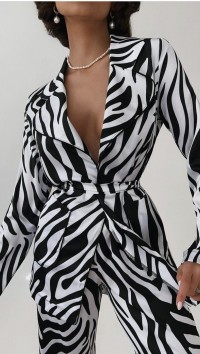 Шелковый костюм в пижамном стиле «Zebra» №1