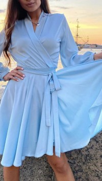 Голубое платье на запах «Si» №1