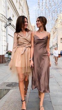 Шоколадное шёлковое платье-комбинация «Silk» №1