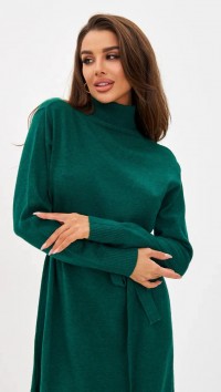 Трикотажное платье свитер оверсайз с поясом №2