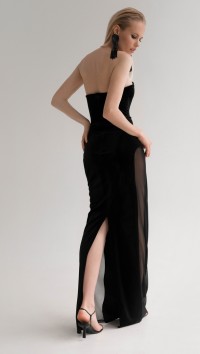 Вечернее черное платье в пол «Suresnes» №1