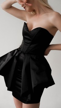 Вечернее черное платье мини «Bayonne» №1
