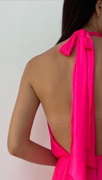 Шелковое розовое платье с открытой спиной "Монро" №2