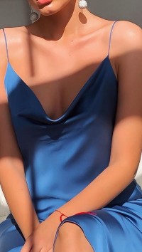 Синее шёлковое платье-комбинация «Silk» №2