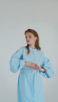 Голубое платье-рубашка оверсайз «Lille» №3