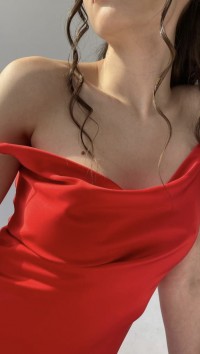 Красное шелковое платье-комбинация миди «Silk» №1
