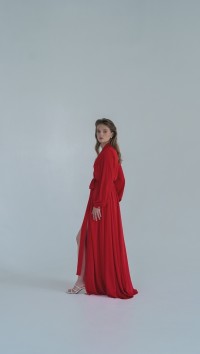 Вечернее красное платье в пол «Des Fruits» №2