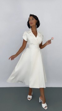 Белое двуботное платье миди №5