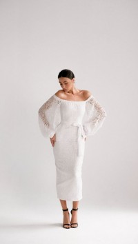Белое вечернее кружевное платье "Diamonds" №2