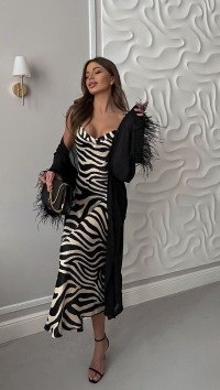 Шелковое платье-комбинация зебра №1