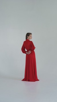 Вечернее красное платье в пол «Des Fruits» №3