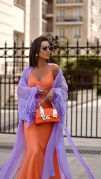 Оранжевое шелковое платье-комбинация №2