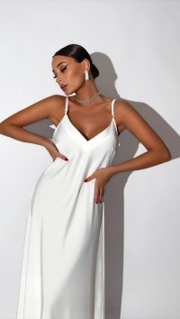 Шелковое белое платье-комбинация №2