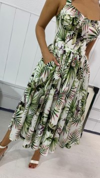 Зеленое летнее платье миди «Palm» №3