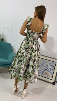 Зеленое летнее платье миди «Palm» №1