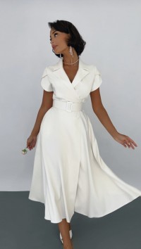Белое двуботное платье миди №6