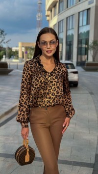 Шелковая блуза с леопардовым принтом №6