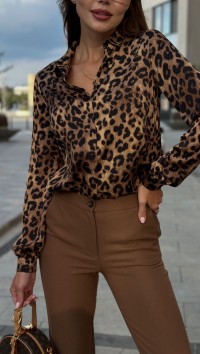 Шелковая блуза с леопардовым принтом №5