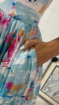 Голубое летнее платье миди «Palm» №1