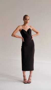 Черное платье-футляр со съемными рукавами «Magnifique» №3