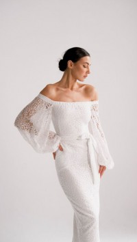 Белое вечернее кружевное платье "Diamonds" №1