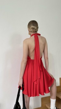 Шелковое красное платье с открытой спиной "Монро" №3