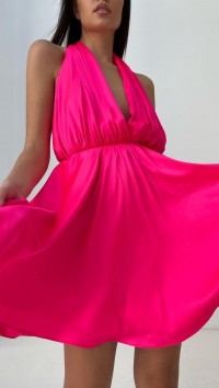 Шелковое розовое платье с открытой спиной "Монро" №1