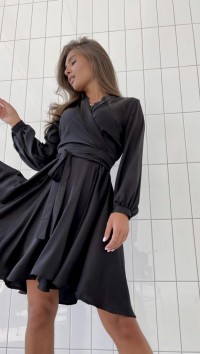 Черное шелковое платье на запах «Si» №5