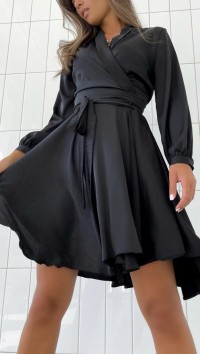 Черное шелковое платье на запах «Si» №2