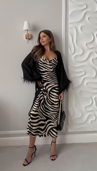 Шелковое платье-комбинация зебра №2