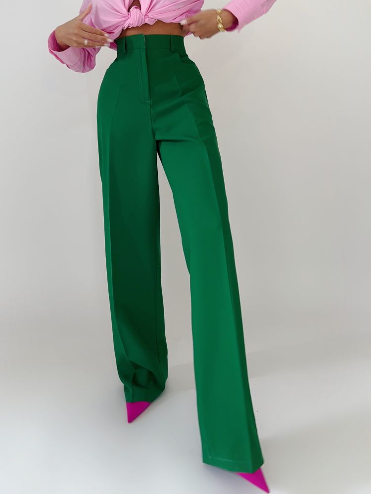 Зеленые брюки с высокой посадкой «Where»