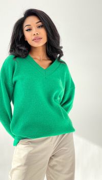 Зеленый женский свитер оверсайз
