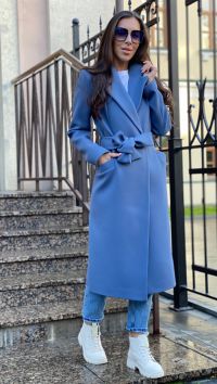 Синее пальто на осень «Euromoda»